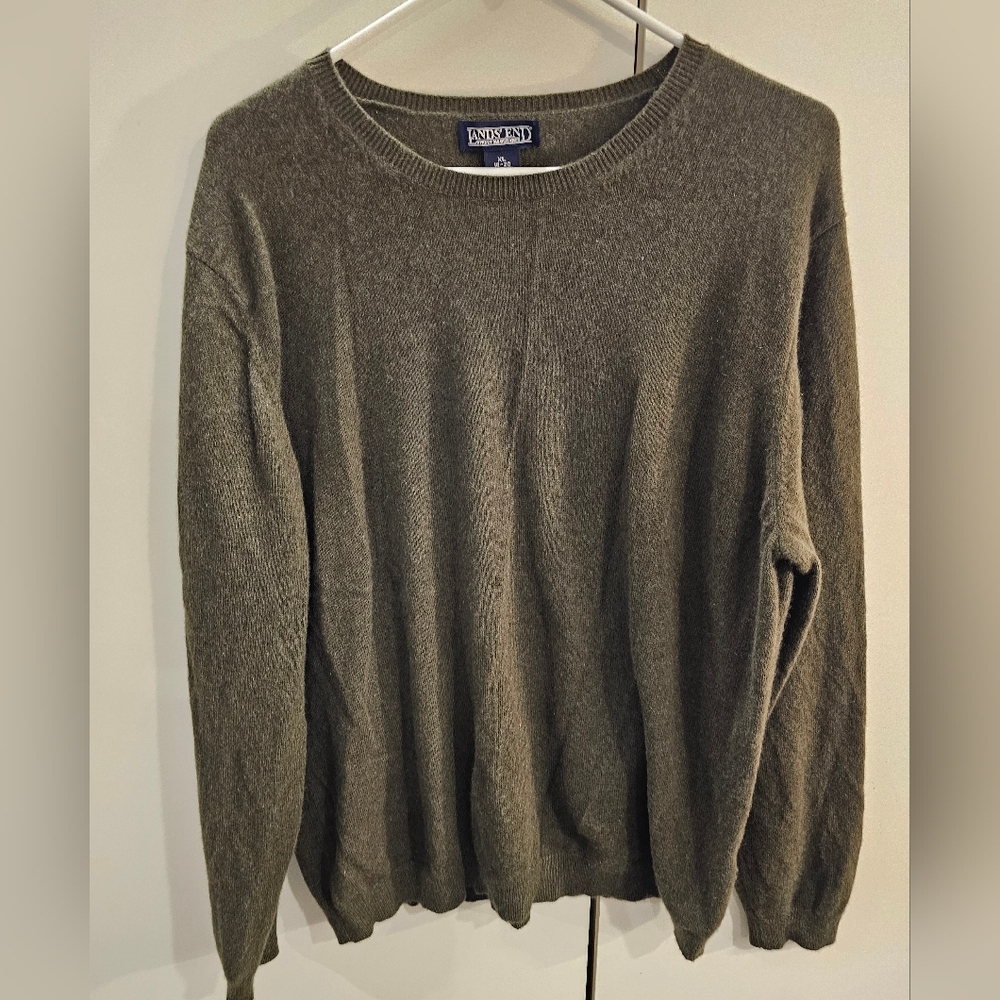 Lands End Womans Cashmere XL Green Sweater
